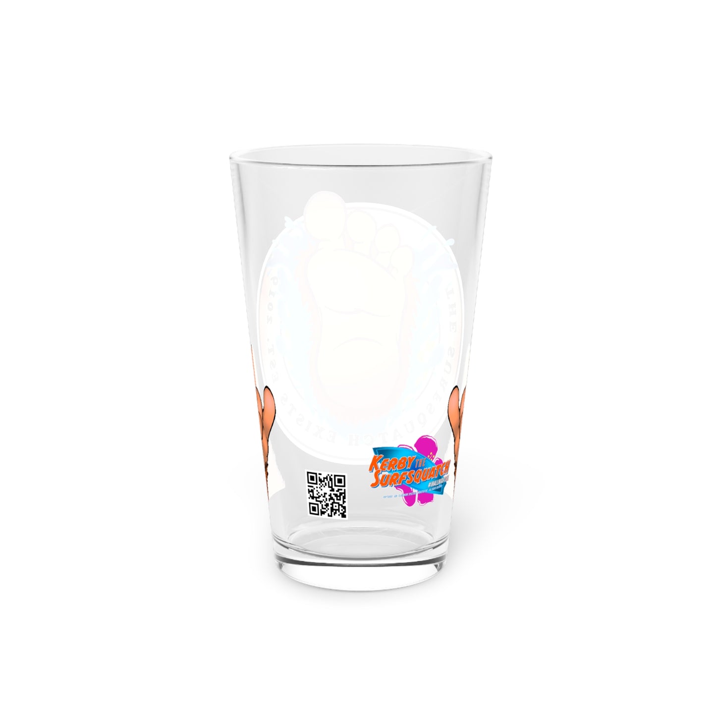 Kerby the Surfsquatch - The Surfsquatch Exists - Pint Glass, 16oz