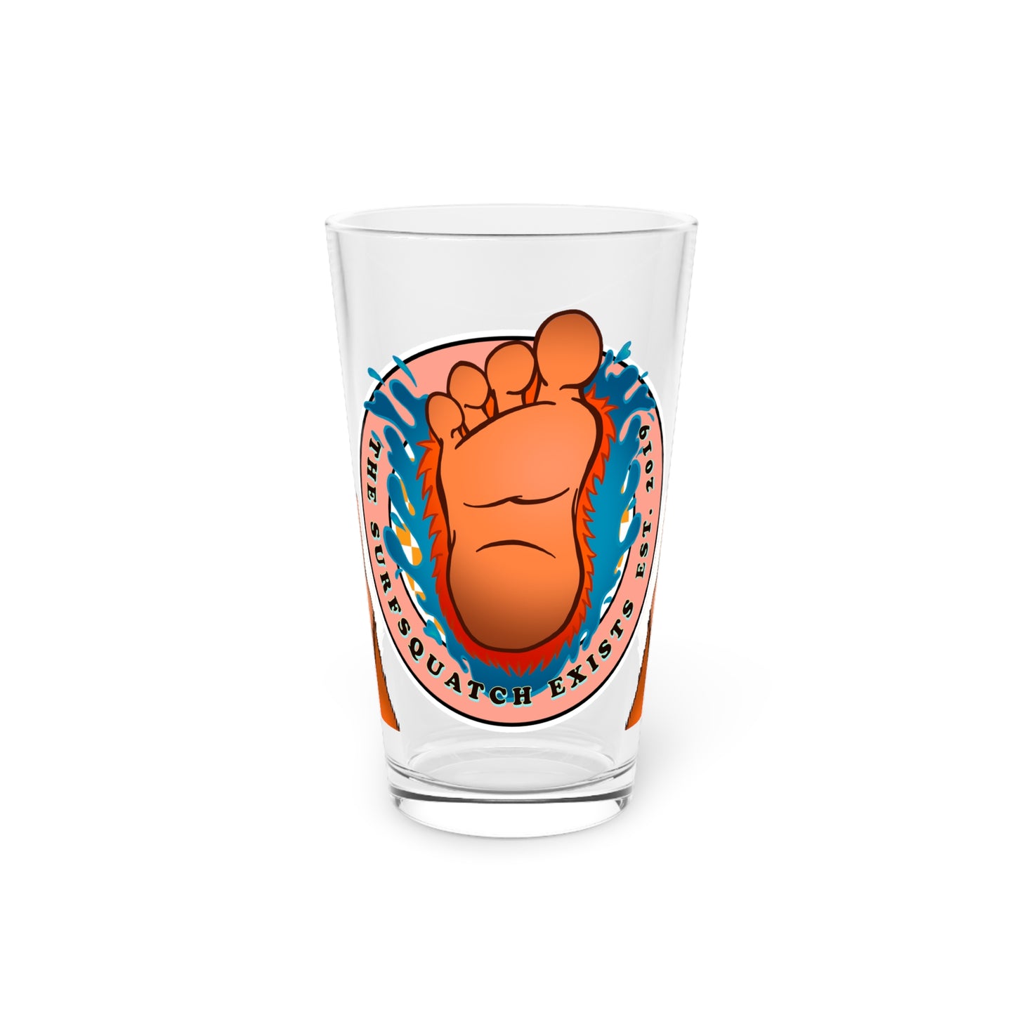 Kerby the Surfsquatch - The Surfsquatch Exists - Pint Glass, 16oz