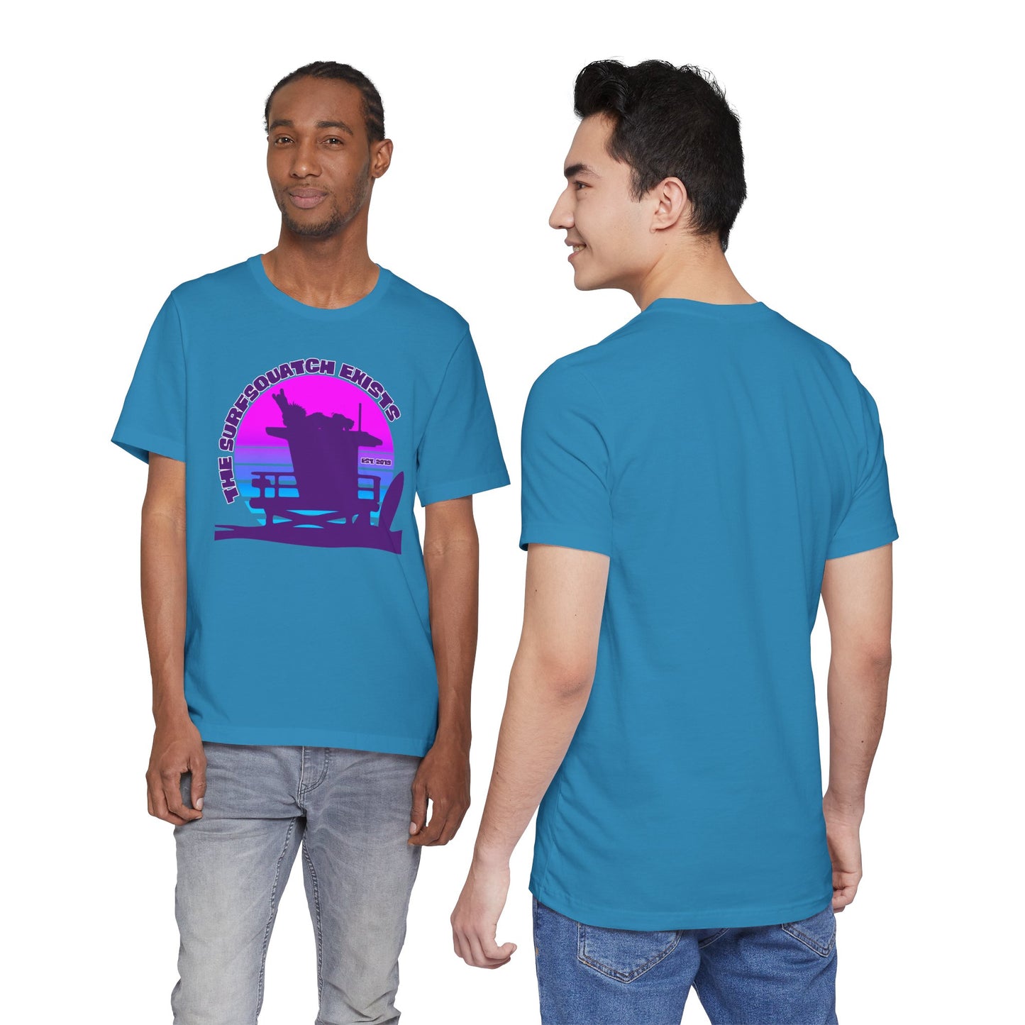 Kerby the Surfsquatch - The Surfsquatch Exists - Vaporwave Tower - Unisex Tee