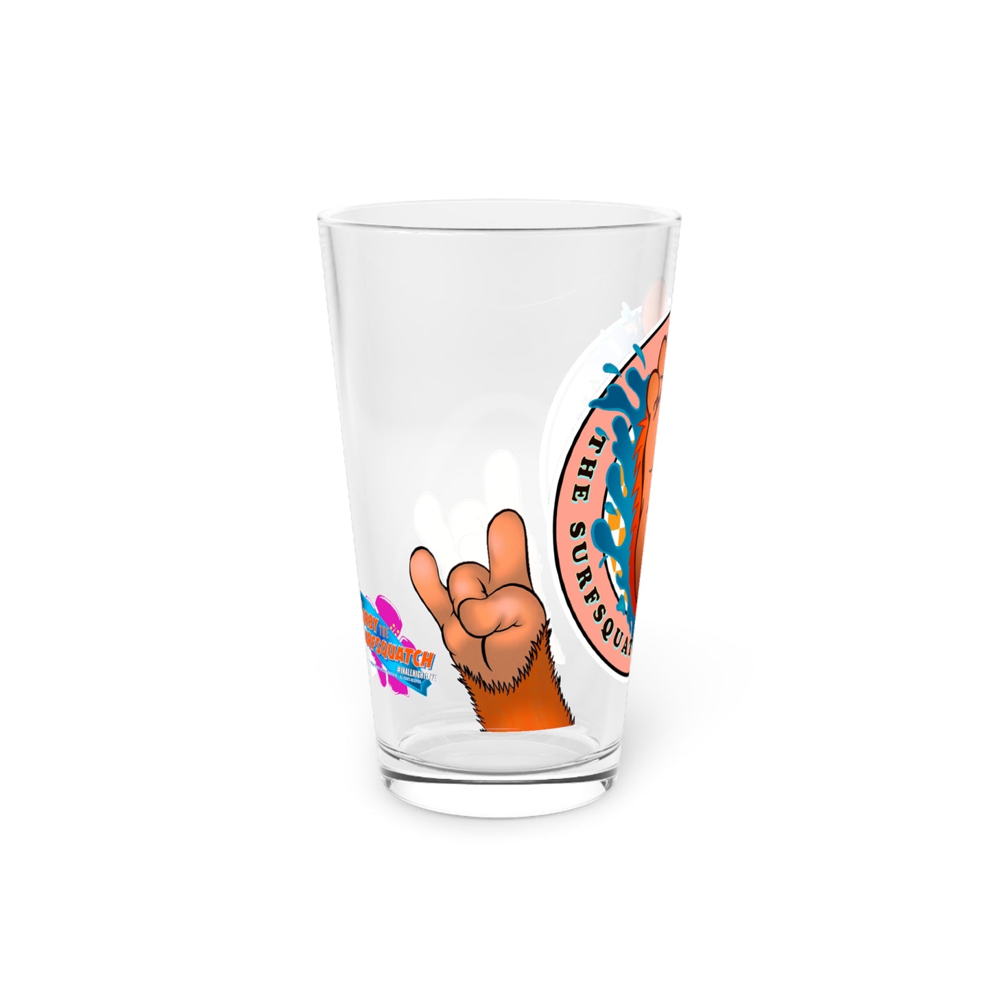 Kerby the Surfsquatch - The Surfsquatch Exists - Pint Glass, 16oz