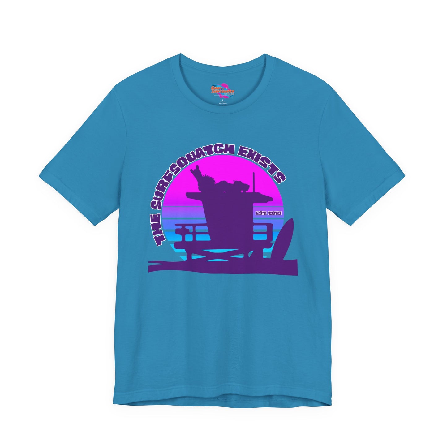 Kerby the Surfsquatch - The Surfsquatch Exists - Vaporwave Tower - Unisex Tee