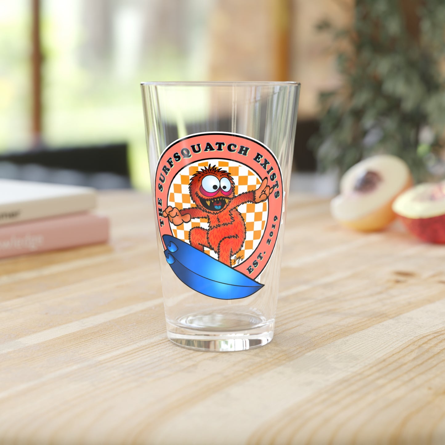 Kerby the Surfsquatch - The Surfsquatch Exists- Pint Glass, 16oz