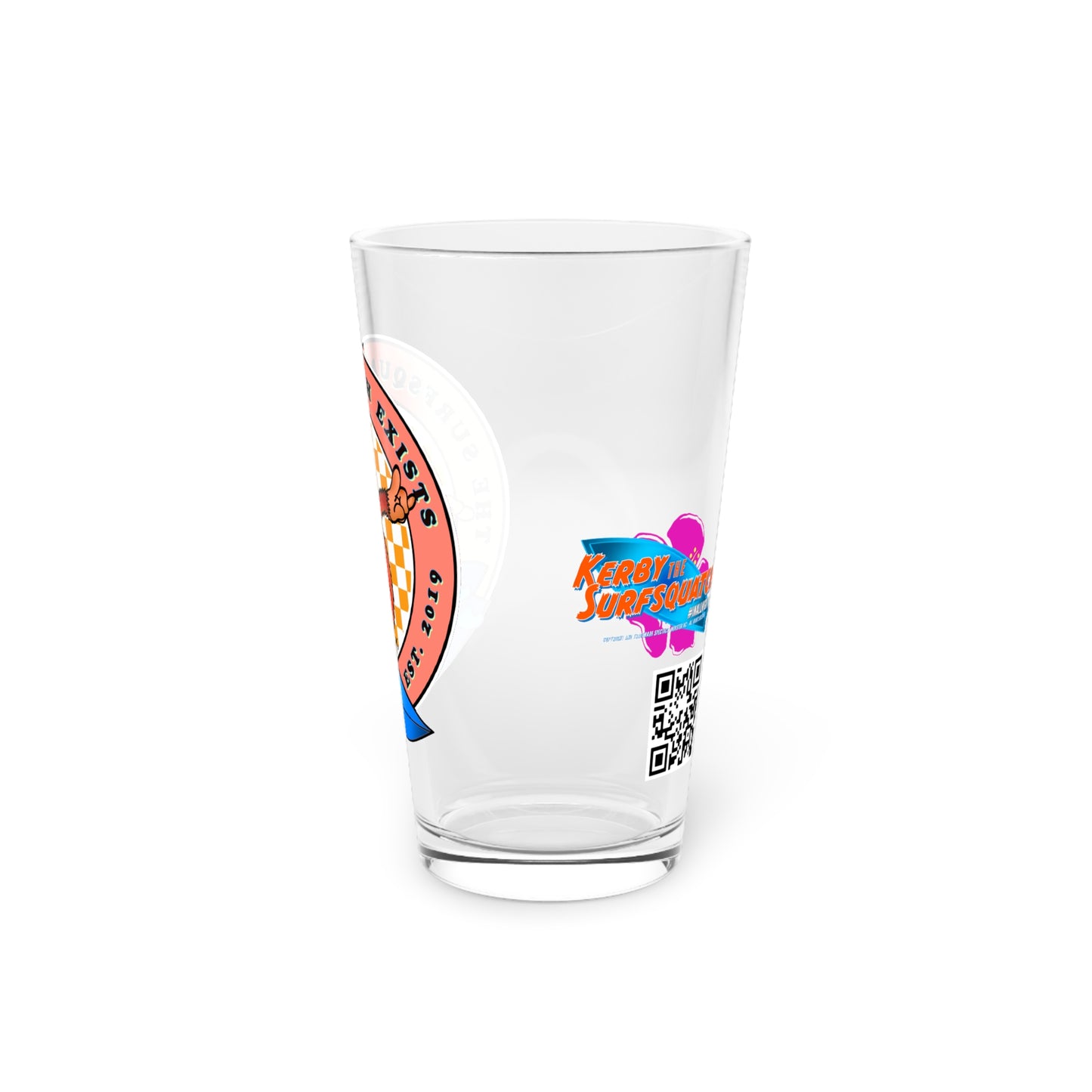 Kerby the Surfsquatch - The Surfsquatch Exists- Pint Glass, 16oz