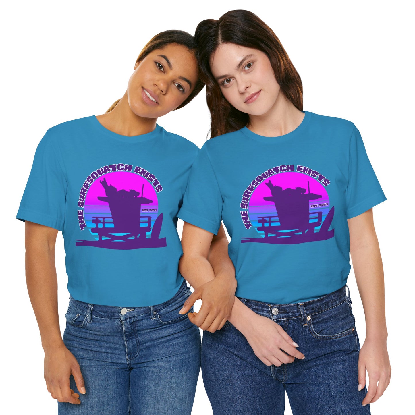 Kerby the Surfsquatch - The Surfsquatch Exists - Vaporwave Tower - Unisex Tee