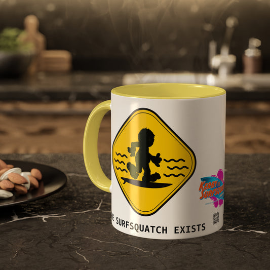 Kerby the Surfsquatch - Surfsquatch Crossing - Yellow Mug, 11oz