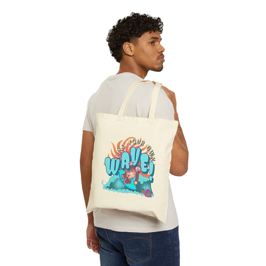 Kerby the Surfsquatch - Find Your Own Wave! - Cotton Canvas Tote Bag